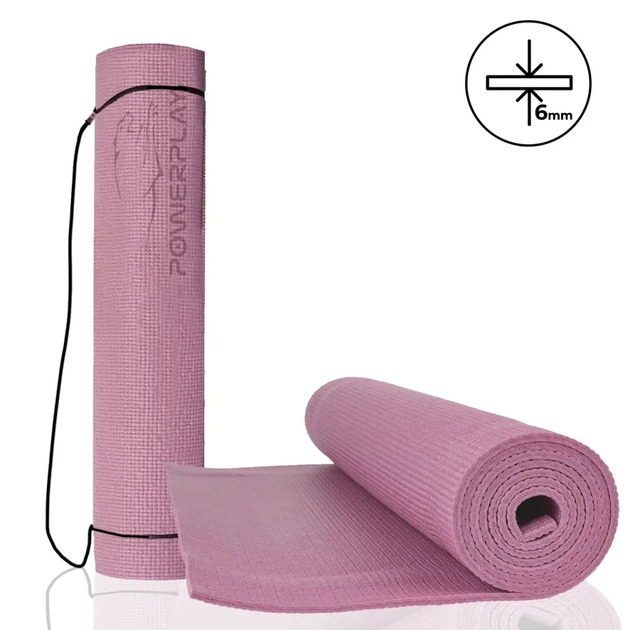 Килимок для йоги PowerPlay 4010 PVC Yoga Mat 173 x 61 x 0.6 см Рожевий (PP_4010_Rose_(173*0,6)) - зображення 1
