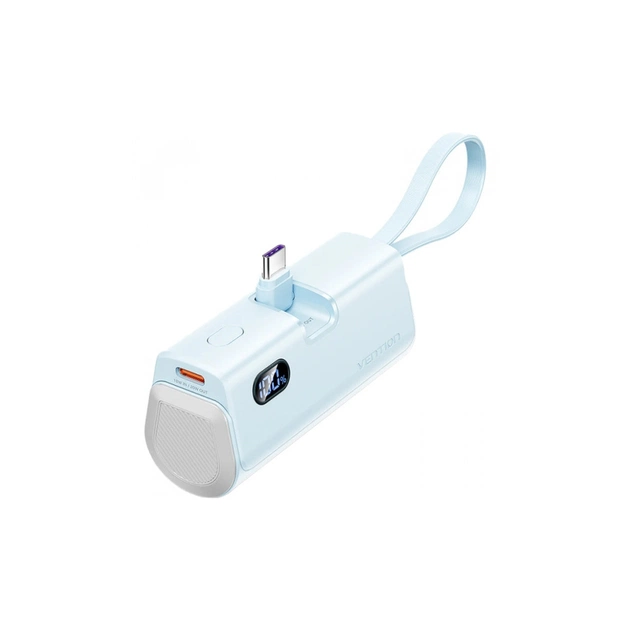 Батарея универсальная Vention 4800mAh 22,5W PD, USB-C In/Out, LED display, with built-in USB-C cable Blue (FHQL0) - изображение 1