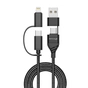 Дата кабель USB-C + USB-A to Lightning + Micro 5P + USB-C 1.0m 2.4-3A black Grand-X (PX-41B) - уменьшенное изображение 1