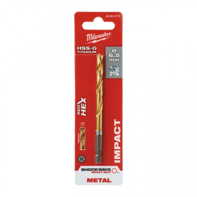 Свердло Milwaukee по металу RedHEX HSS-G TiN, 6,5 мм (48894715) - picture 3