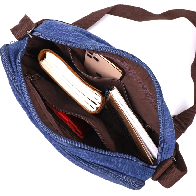 Сумка Vintage Месенджер з текстилю Синя (22207) - зображення 8