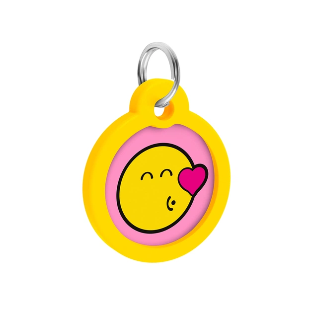 Адресник для тварин WAUDOG Smart ID з QR паспортом "Смайли на рожевому", коло 30 мм (230-0187) - picture 4