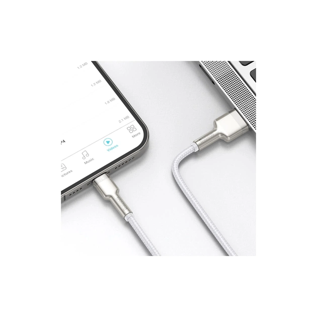 Дата кабель USB 2.0 AM to Lightning 2.0m Cafule Series Metal 2.4A White Baseus (CALJK-B02) - picture 10