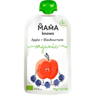 Дитяче пюре Mama knows Органічне Яблуко та Чорна смородина 90 г (4820016254572) зображення 1