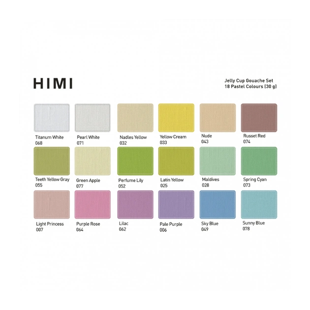Гуашеві фарби HIMI Jelly Cup 18 кольори по 30 мл, Пастельні, фіолетовий пластик.пенал (6976939682584) - picture 7