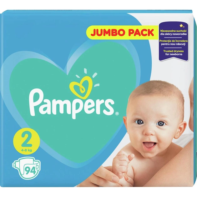Підгузки Pampers New Baby Mini Розмір 2 (4-8 кг) 94 шт (8001090948137) - изображение 1
