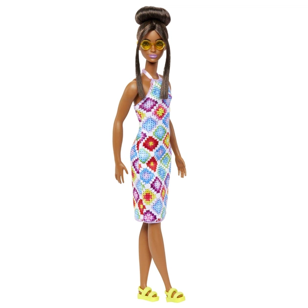 Лялька Barbie Fashionistas в сукні з візерунком у ромб (HJT07) - зображення 1