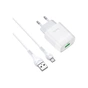 Зарядний пристрій HOCO C72Q Glorious USB QC3.0 + cable USB to Micro 5P 18W White (6931474732538) - зменшене зображення 1