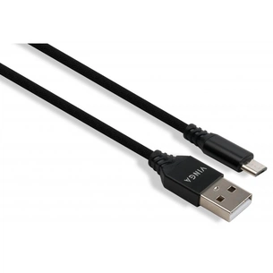 Дата кабель USB 2.0 AM to Micro 5P nylon 1m black Vinga (VCPDCMBN21BK) зображення 1