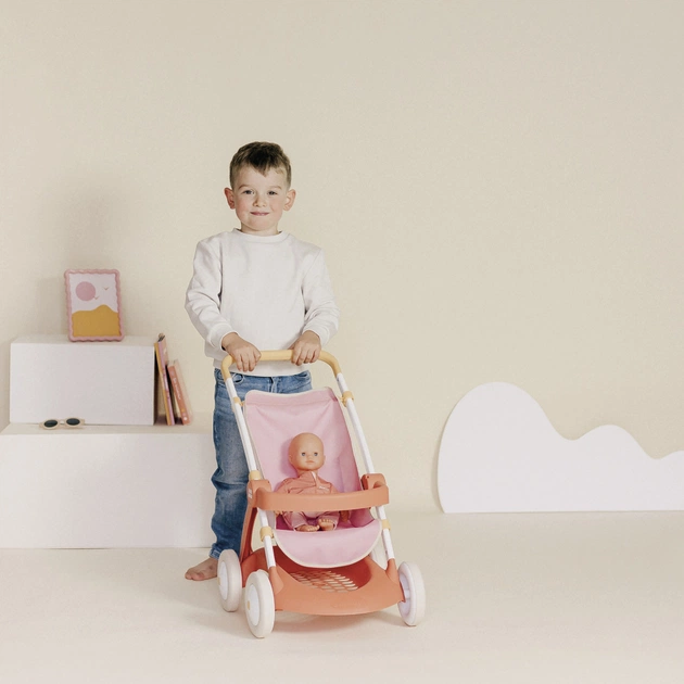 Коляска для ляльок Smoby Baby Nurse Теракотова пудра. Прогулянка, з корзиною, 18 міс.+ (7600254024) - picture 3