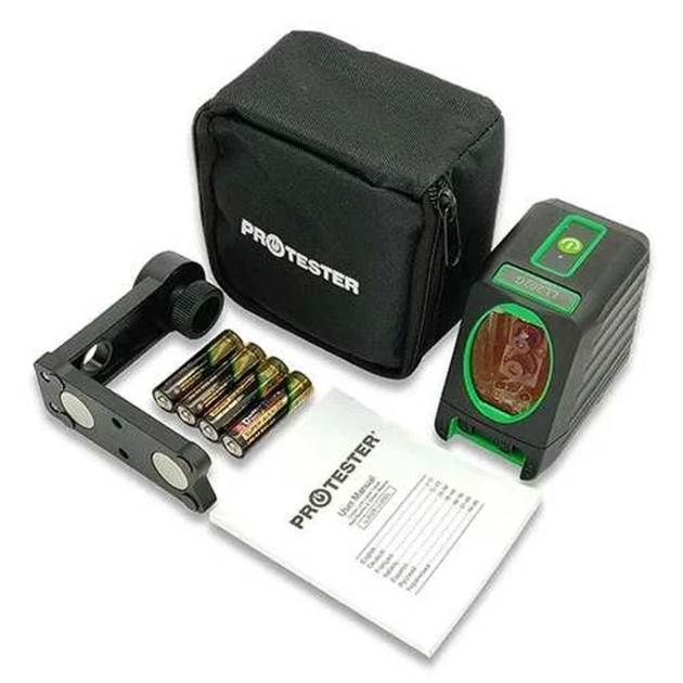 Лазерний нівелір Protester 2 ліниї, 1H/1V, 2 лазерних модуля зелений промінь (LL202G) - picture 3