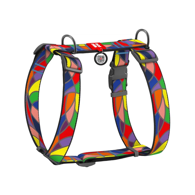 Шлея для собак WAUDOG Nylon анатомічна H-подібна з QR-паспортом "Вітраж" пластиковий фастекс XL (323-0051) - picture 1