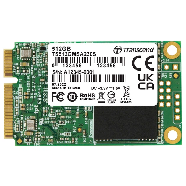 Накопитель SSD mSATA 512GB Transcend (TS512GMSA230S) - изображение 1