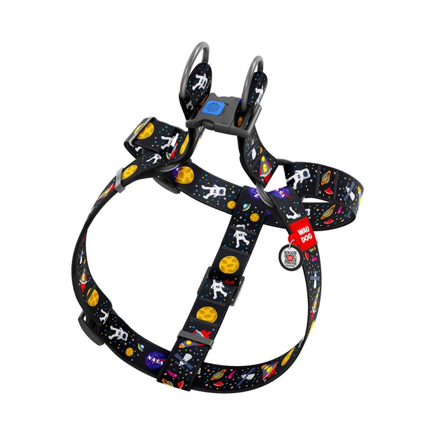 Шлея для собак WAUDOG Nylon з QR паспортом "NASA" пластиковий фастекс XL (324-0047) - picture 2