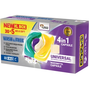 Капсули для прання Wash&Free Universal Жасмин та лаванда з марсельським милом 35 шт. (4823128001713) зображення 1