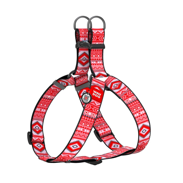 Шлея для собак WAUDOG Nylon з QR паспортом "Етно червоний" пластиковий фастекс XL (324-0133) - picture 1