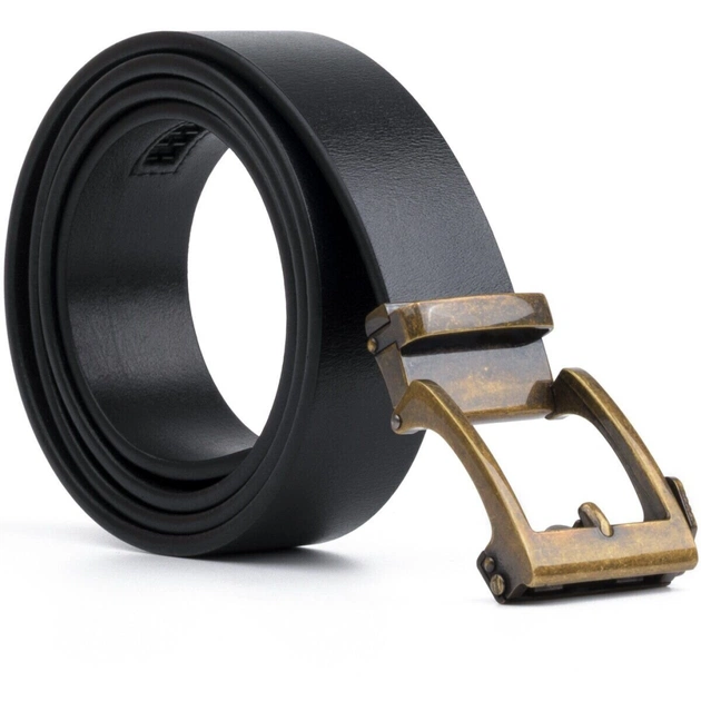 Ремінь Vintage З натуральної шкіри з ретро латунною пряжкою Чорний (20215) - зображення 5
