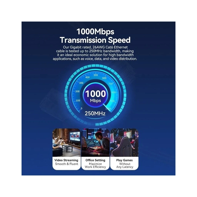 Патч-корд 3м, UTP cat 6 RJ-45 black Vention (IBNBI) - picture 4