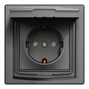Розетка Schneider Electric ASFORA з кришкою, IP44, антрацит (EPH3100371) изображение 1