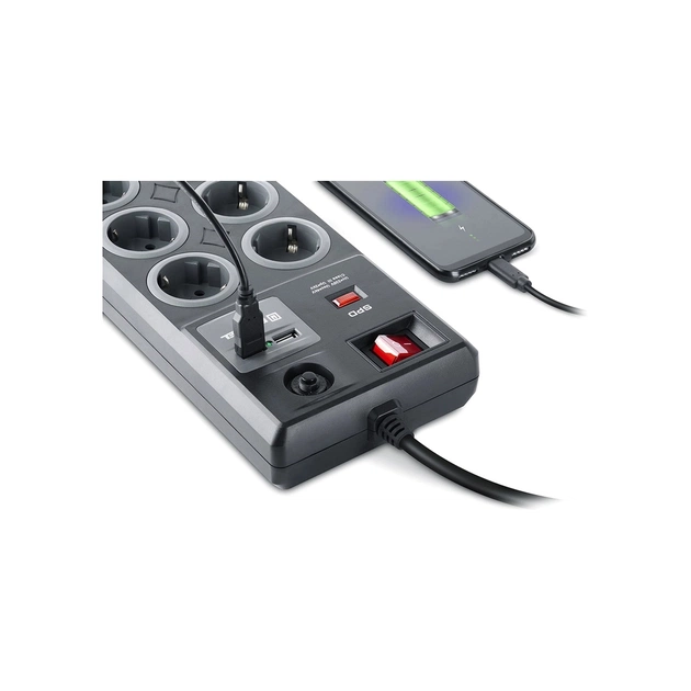 Мережевий фільтр живлення REAL-EL RS-8F USB CHARGE 3m, black (EL122300004) - picture 5