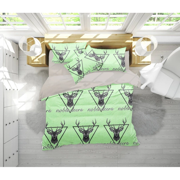 Постільна білизна MirSon Бязь 17-0515 Noble deers lime Євро (2200003642100) - зображення 1