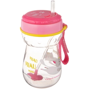Поїльник-непроливайка Canpol babies зі складаною силікон. трубочкою 350 мл Котик Рожевий (56/521) зображення 1