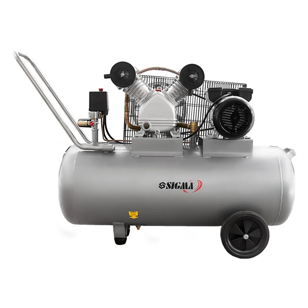 Компресор Sigma двоциліндровий ремінний 2.5кВт 396л/хв 10бар 100л (2 крана) (7044151) - picture 2