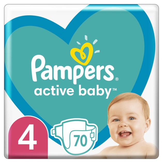 Підгузки Pampers Active Baby Maxi Розмір 4 (9-14 кг) 70 шт (8001090948250) - изображение 1