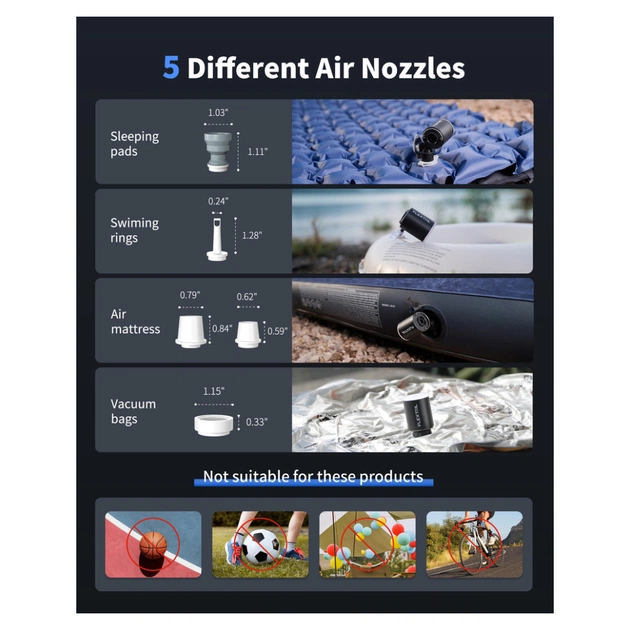 Насос для надувних меблів Flextail Tiny Pump Х з функцією ліхтаря, чорний (6975755964355) - picture 4