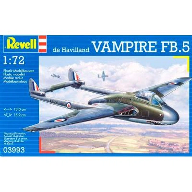 Збірна модель Revell Літак Vampire Mk.I RAF 1:72 (3993) - зображення 1