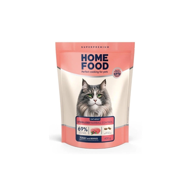 Сухой корм для кошек Home Food Hairball control For sterilised з індичкою та ягодами 400 г (4820290090026) - изображение 1