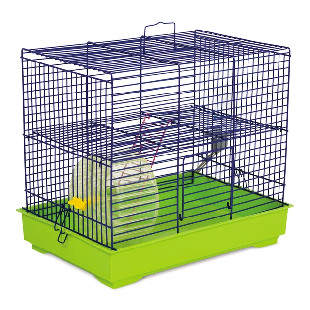 Клітка для гризунів Природа "Міккі" 37x25x30 см з колесом синя/зелена (4823082415267) - picture 1