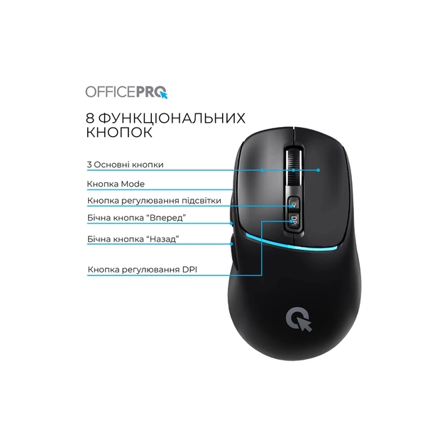 Мышка OfficePro M468B Wireless/Bluetooth Black (M468B) - изображение 5