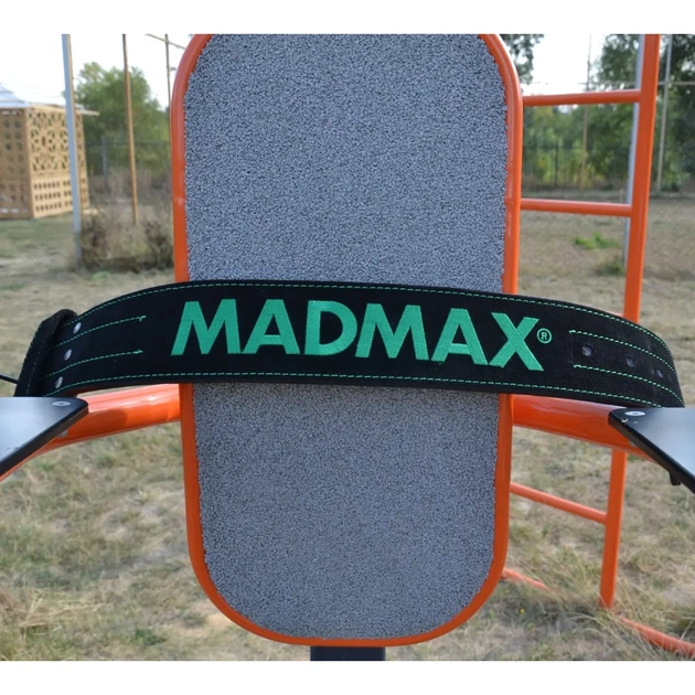 Атлетичний пояс MadMax MFB-301 Suede Single Prong шкіряний Black/Green L (MFB-301_L) - picture 10
