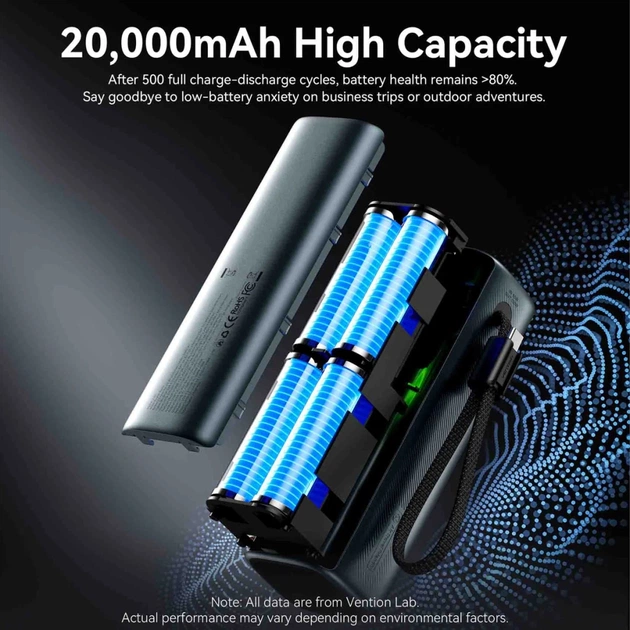 Батарея універсальна Vention 20000 mAh 165W Gray TFT Display Type (FKFH0) - зображення 11