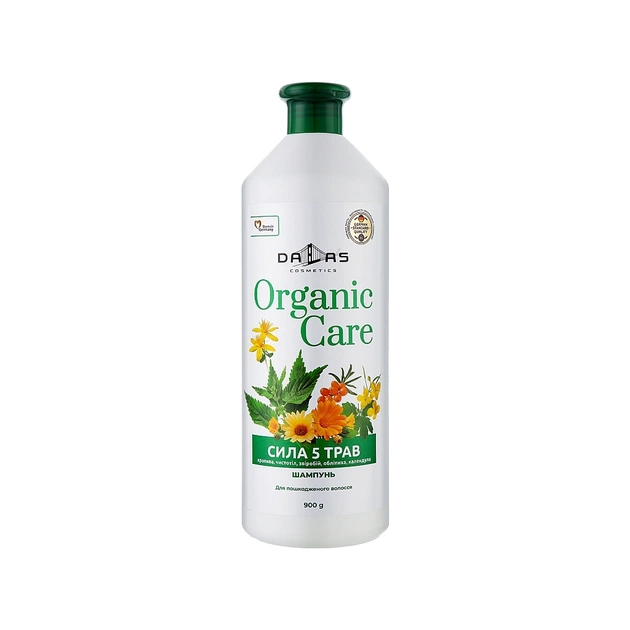 Шампунь Dalas Cosmetics Organic Care Сила 5 трав Для пошкодженого волосся 900 г (4823128000044) - зображення 1