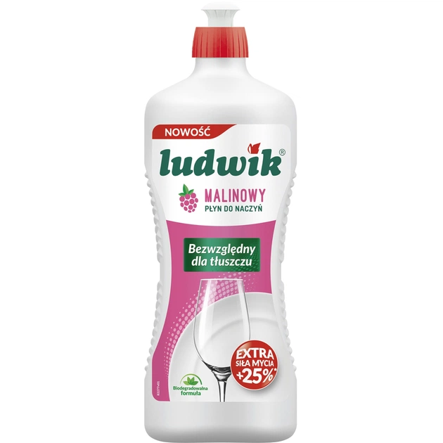 Средство для ручного мытья посуды Ludwik Малина 900 г (5900498028201) - изображение 1