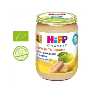 Дитяче пюре HiPP Яблука з бананами та печивом Фрукти і злаки, 190 г (9062300132479) изображение 1