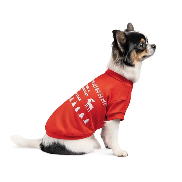 Футболка для тварин Pet Fashion "New Year" S червона (4823082429271) - зображення 1