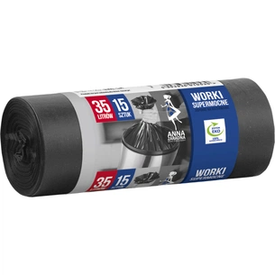 Пакети для сміття Anna Zaradna чорні LDPE 35 л 15 шт. (4820102052334) зображення 1