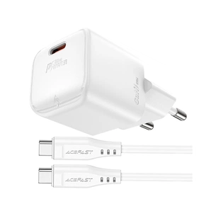 Зарядний пристрій Acefast USB-C 30W Gan A77 mini + USB-C cable Fast Charger White (6974316282853) зображення 1
