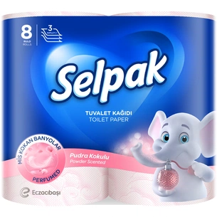 Туалетний папір Selpak Perfumed Пудра 3 шари 8 рулонів (8690530044517) зображення 1