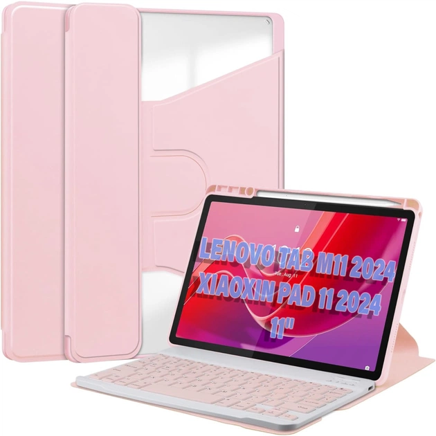 Чохол до планшета BeCover Keyboard 360° Rotatable Lenovo Tab M11 (2024) TB-TB330FU/Xiaoxin Pad 11 (2024) 11" Pink (711077) - изображение 1