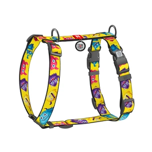 Шлея для собак WAUDOG Nylon анатомічна H-подібна з QR-паспортом "Мохнаті монстри" пластиковий фастекс, M (344-4050) зображення 1