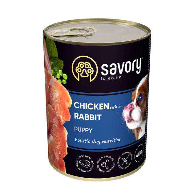 Консерви для собак Savory Dog All breeds Puppy з кроликом 400 г (4820232630587) - зображення 1