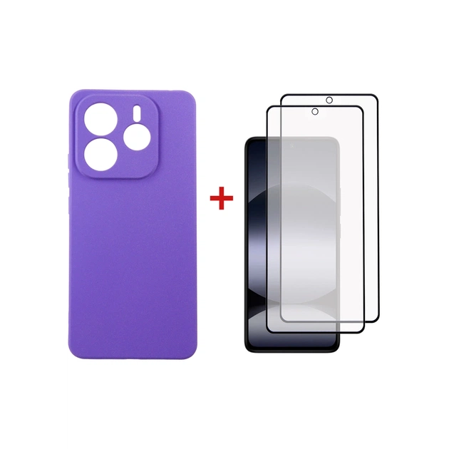 Чохол до мобільного телефона Dengos Kit Xiaomi Redmi Note 14 5G Carbon + 2 pcs glass (Purple) (DG-CTG2P-10) - зображення 1