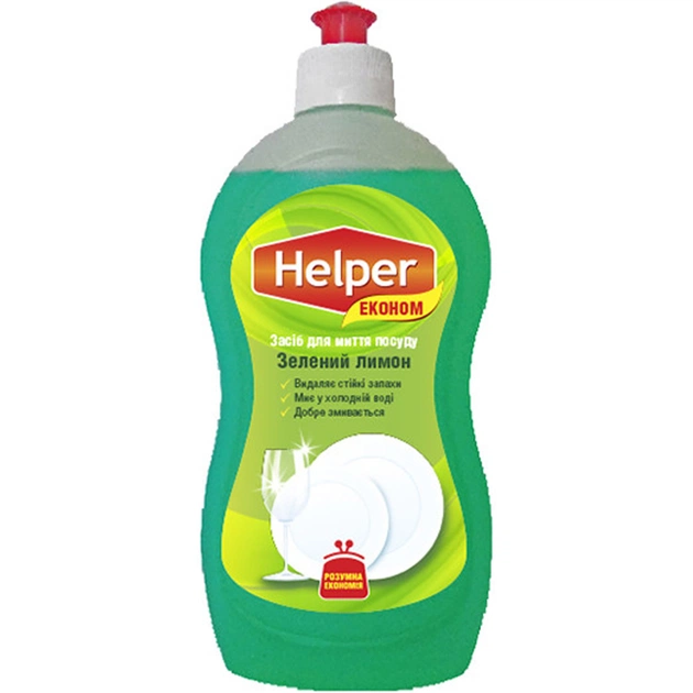 Средство для ручного мытья посуды Helper Зеленый лимон 495 мл (4823019010534) - изображение 1
