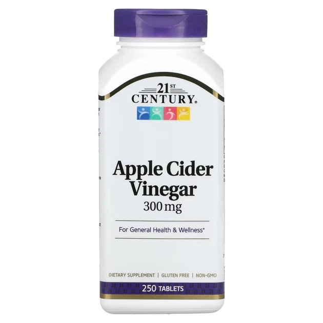 Травы 21st Century Яблочный уксус, 300 мг, Apple Cider Vinegar, 250 таблеток (CEN-22848) - изображение 1