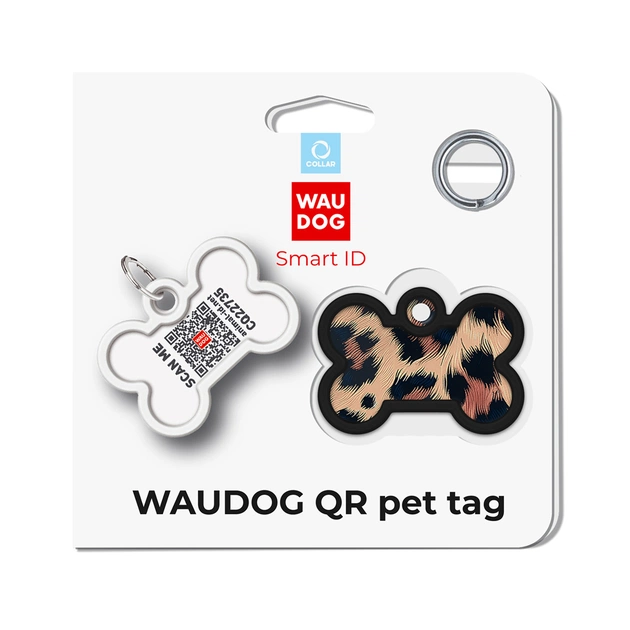 Адресник для тварин WAUDOG Smart ID з QR паспортом "Леопард", кістка 40х28 мм (231-4066) - picture 5
