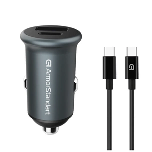 Зарядний пристрій Armorstandart USB Type-C PD20W + USB QC 3.0 Grey + cable USB-C (ARM82461) зображення 1